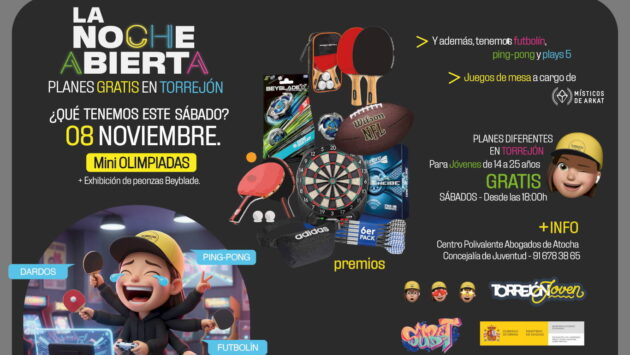 Mini olimpiadas rifa de premios y una exhibición de peonzas Beyblade en ‘La Noche Abierta’ de este sábado