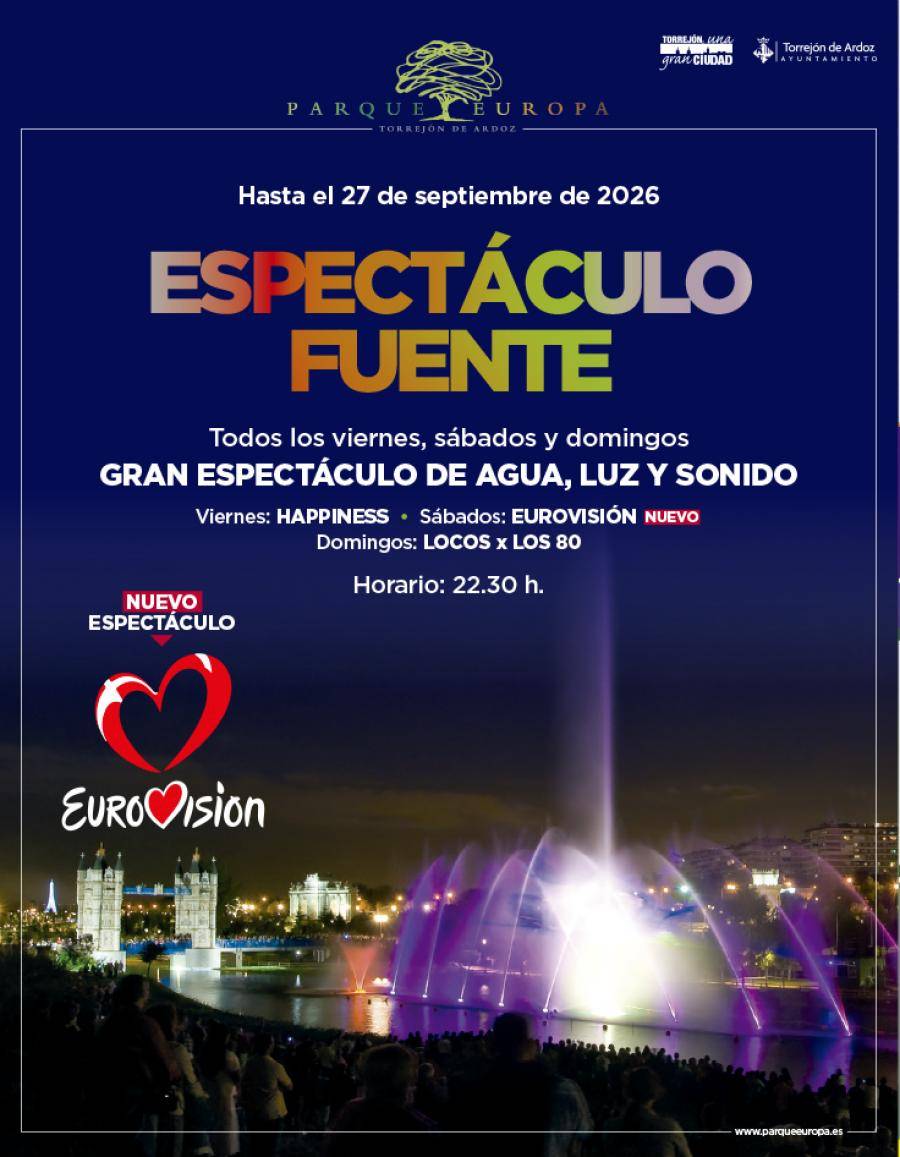 Último fin de semana del Espectáculo Fuente en el Parque Europa de Torrejón
