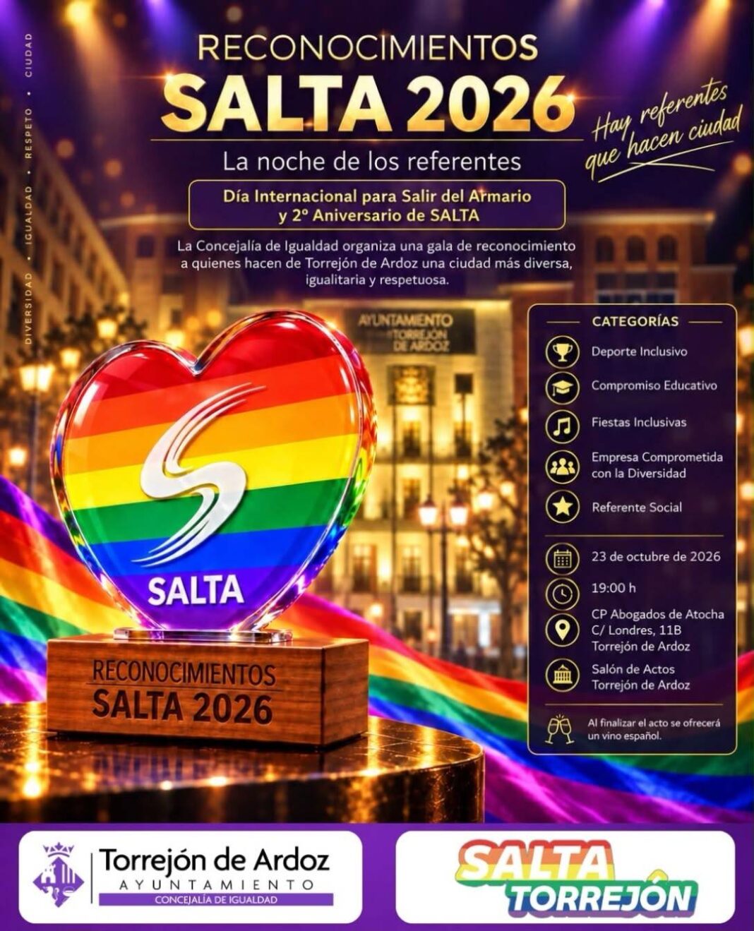 Torrejón reconoce a sus referentes LGTBI en la gala SALTA 2026 - imagen 1